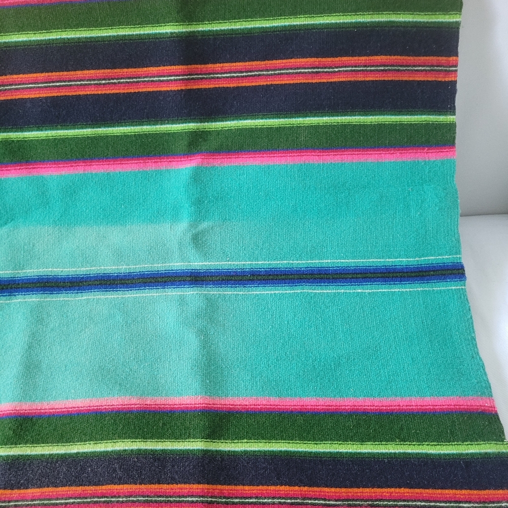 Colorful Striped Wool? Throw Blanket with 3" Fringe - Picture 9 of 16